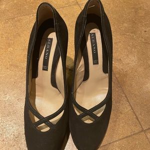 Italian made Albano black platform heels. Worn once for a special occasion.